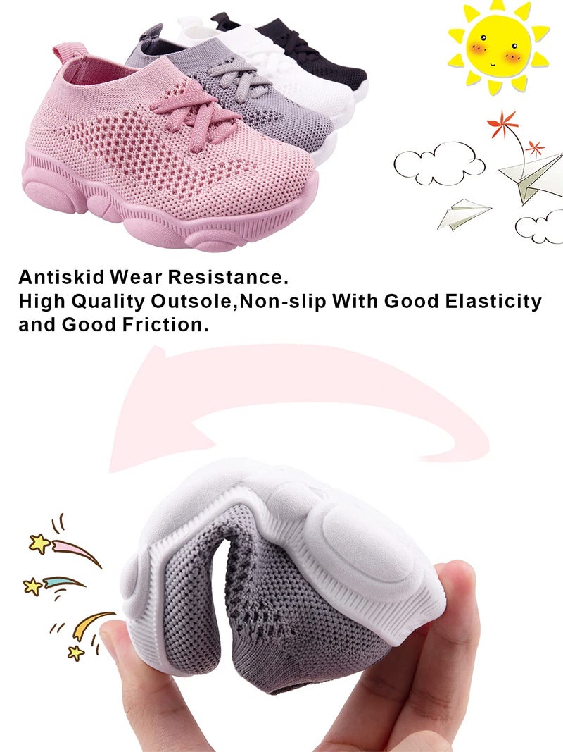 Charrost Baby First Walking Shoes 1-4 Years Kid Shoes Trainers Toddler Slip on Infant Waves Shoes Boys Girls Cotton Mesh Breathable Sneakers Outdoor(Grey,5 T) Bear22 - Image 3
